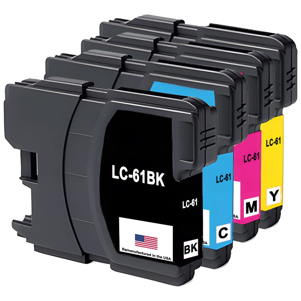 U.S. Remanufactured for Brother LC61 Black and 3 Color Combo 4-Pack - Allprintheads