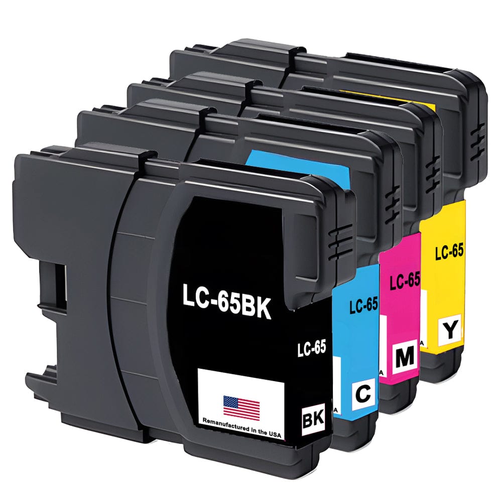 U.S. Remanufactured for Brother LC65 Black and 3 Color Combo 4-Pack - Allprintheads