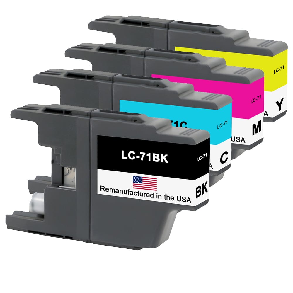 U.S. Remanufactured for Brother LC71 Black and 3 Color Combo 4-Pack - Allprintheads
