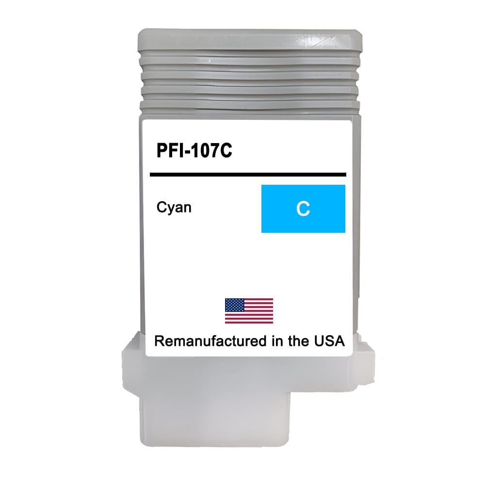 U.S. Remanufactured for Canon PFI-107C 130ml Cyan Ink Cartridge - Allprintheads