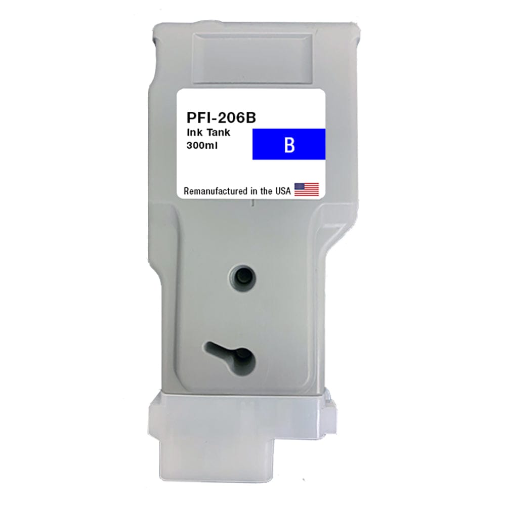U.S. Remanufactured for Canon PFI-206B 300ml Blue Ink Cartridge - Allprintheads