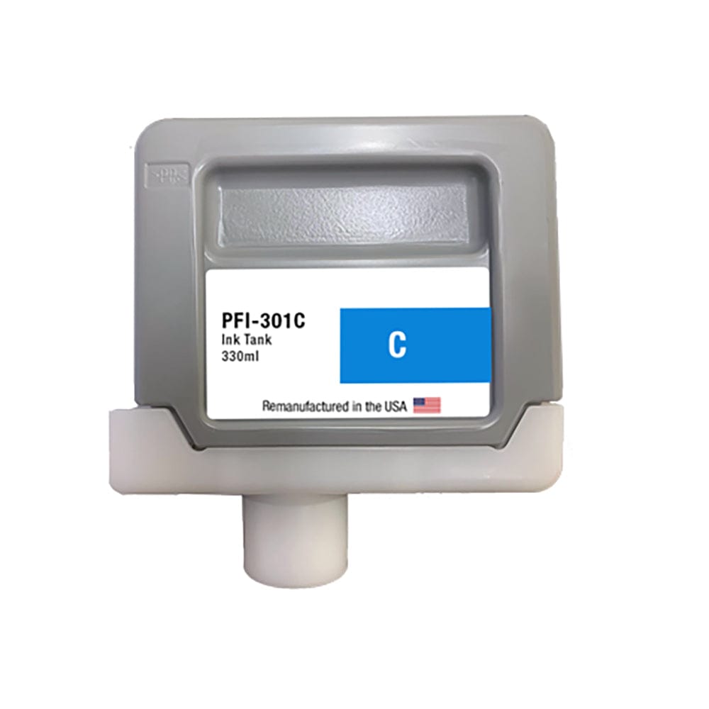 U.S. Remanufactured for Canon PFI-301C 330ml Cyan Ink Cartridge - Allprintheads