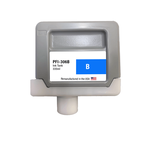 U.S. Remanufactured for Canon PFI-306B 330ml Blue Ink Cartridge - Allprintheads