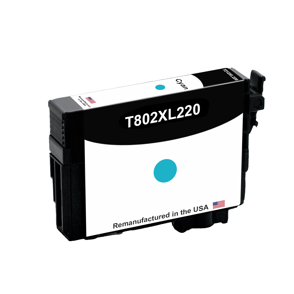 U.S. Remanufactured for Epson T802XL High Yield Cyan Ink Cartridge, T802XL220 - Allprintheads