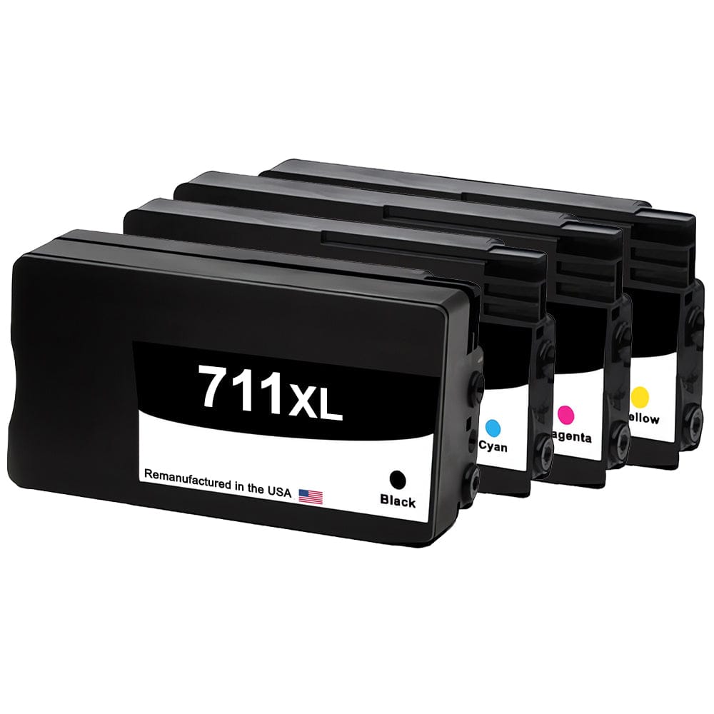 U.S. Remanufactured for HP 711XL 80-ml Black / 711 29-ml 3 Color Ink Cartridge Combo Pack New Chips - Allprintheads