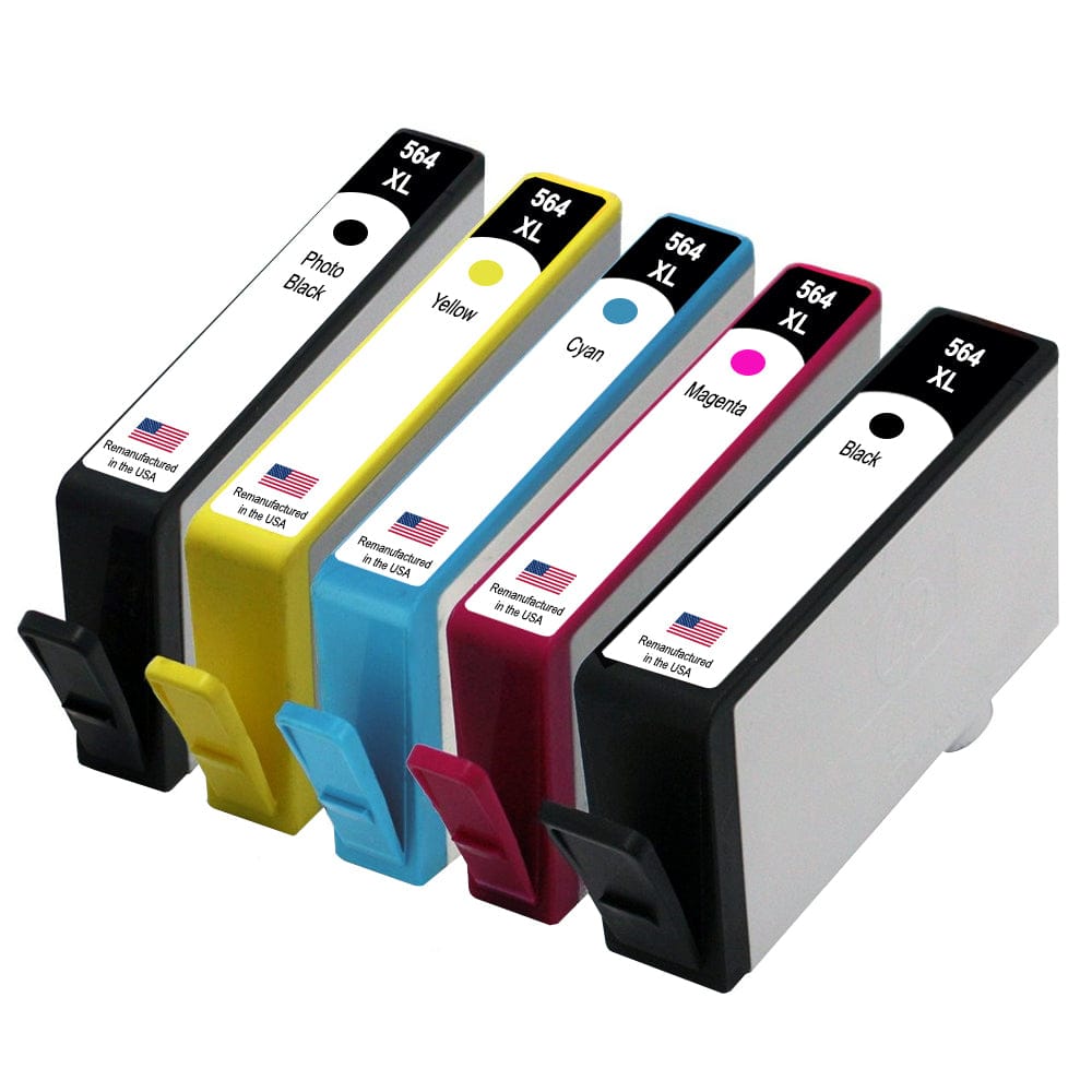 U.S. Remanufactured for HP 564XL Black, Photo Black and 3 Color Ink Cartridge Combo Pack - Allprintheads