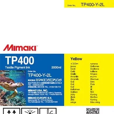 Mimaki TP400 Textile Pigment Ink for Mimaki - 2 Lt Bag - Allprintheads
