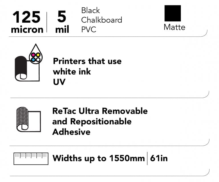 Drytac ReTac ChalkMate Chalkboard Finish PVC Film - www.allprintheads.com
