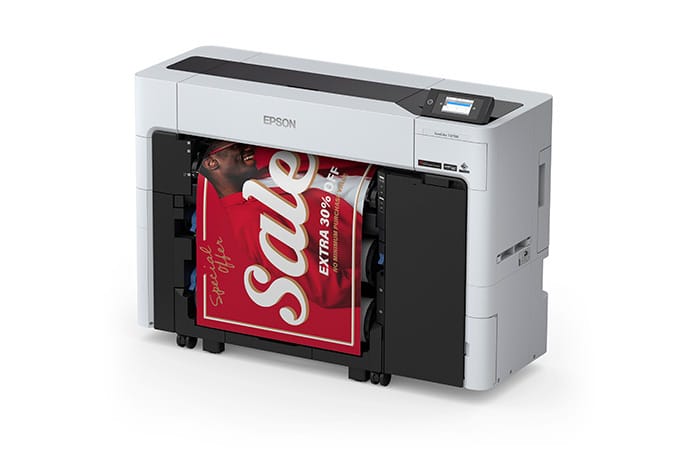 Epson SureColor T3770DR - Left View with Output