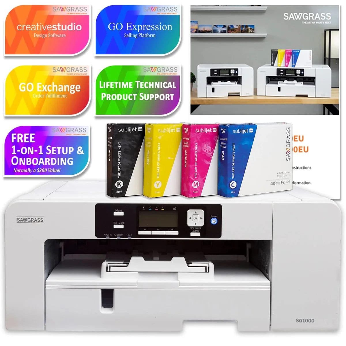 Sawgrass Virtuoso SG1000 + Sublicotton Paper (Light) + Starter ink Kit - www.allprintheads.com