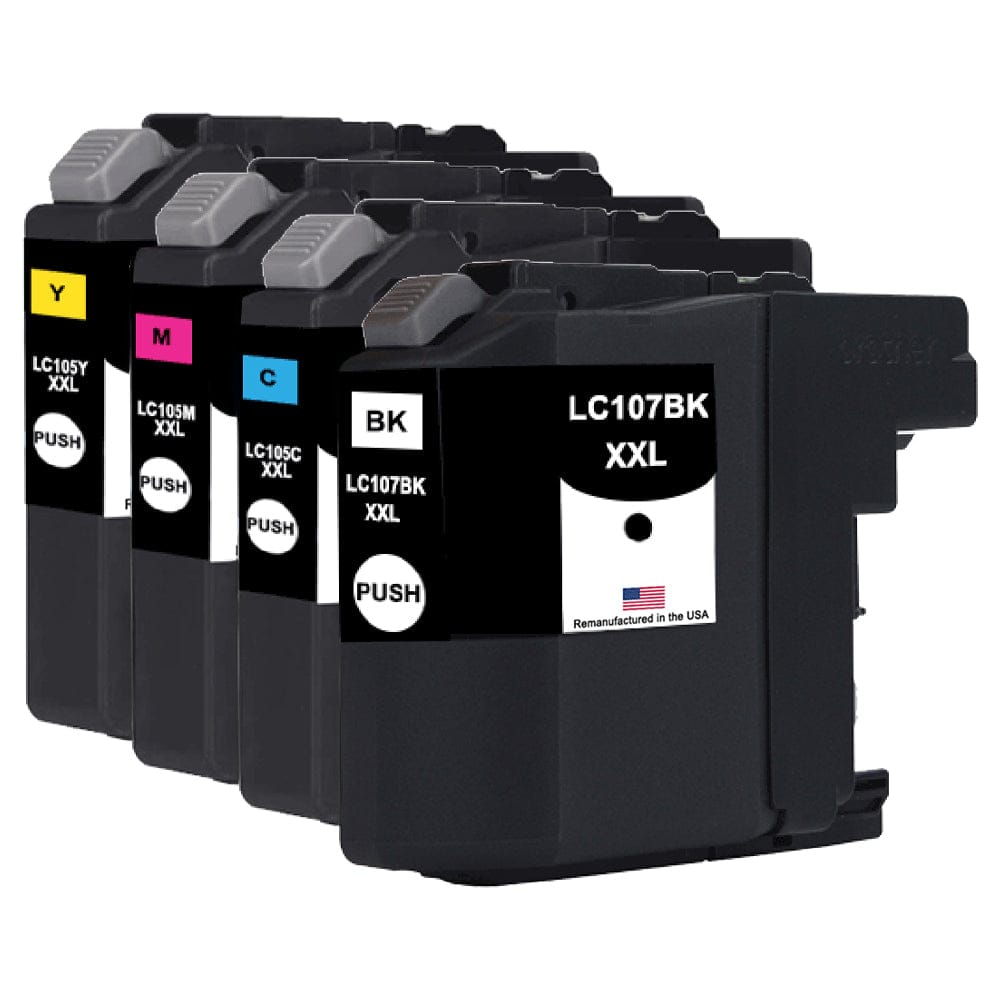 U.S. Remanufactured for Brother LC107XXL Black and LC105XL 3 Color Combo 4-Pack - Allprintheads