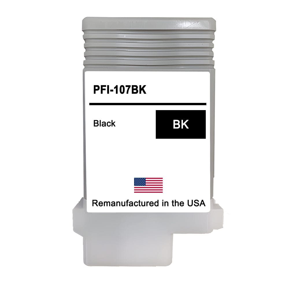 U.S. Remanufactured for Canon PFI-107BK 130ml Black Ink Cartridge - Allprintheads