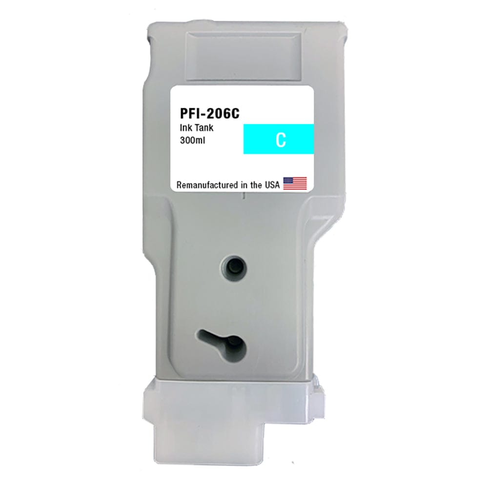 U.S. Remanufactured for Canon PFI-206C 300ml Cyan Ink Cartridge - Allprintheads
