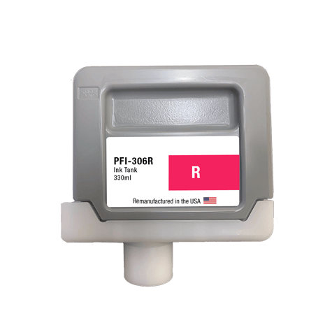 U.S. Remanufactured for Canon PFI-306R 330ml Red Ink Cartridge - Allprintheads