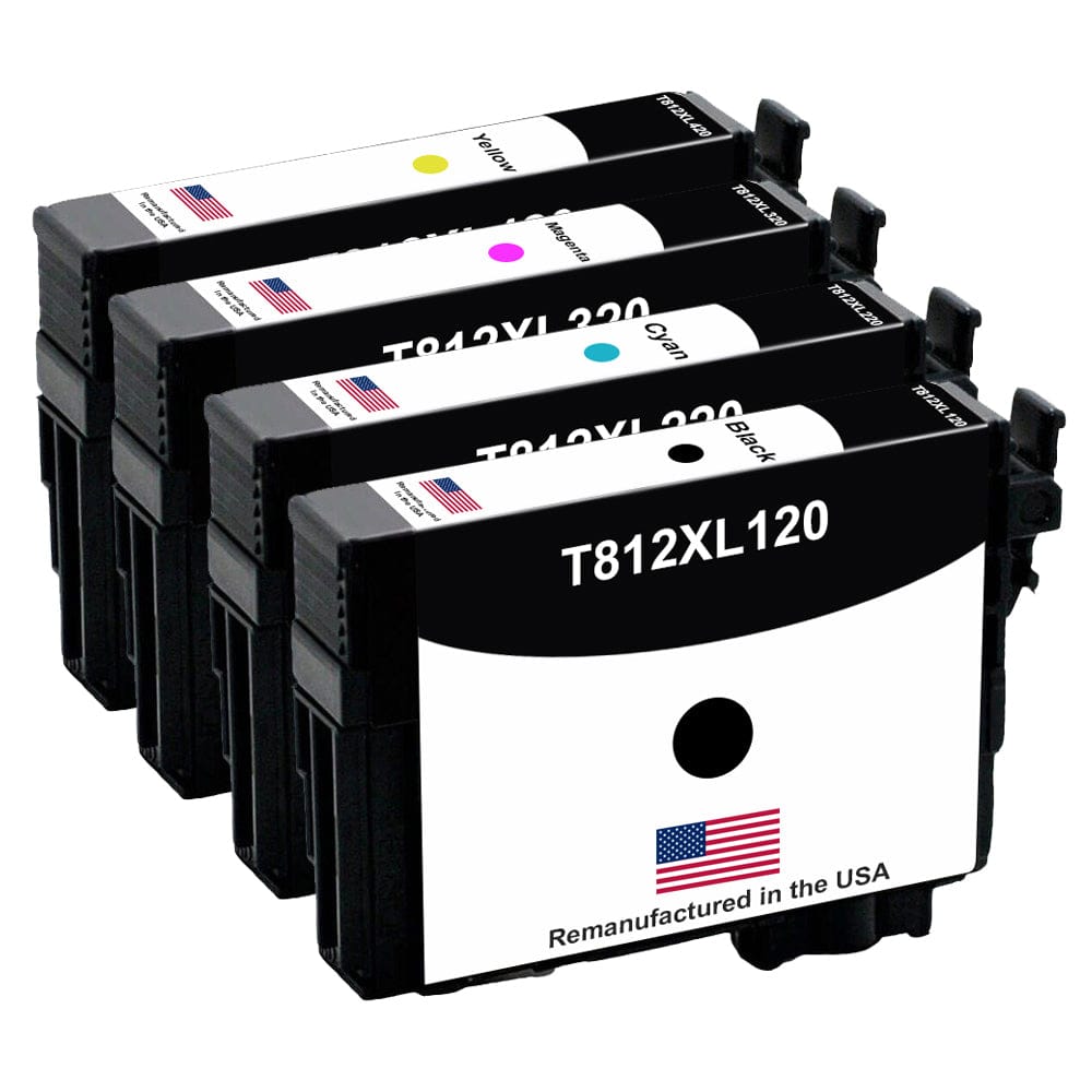 U.S. Remanufactured for Epson T812XL Black and 3 Color Combo 4-Pack - Allprintheads