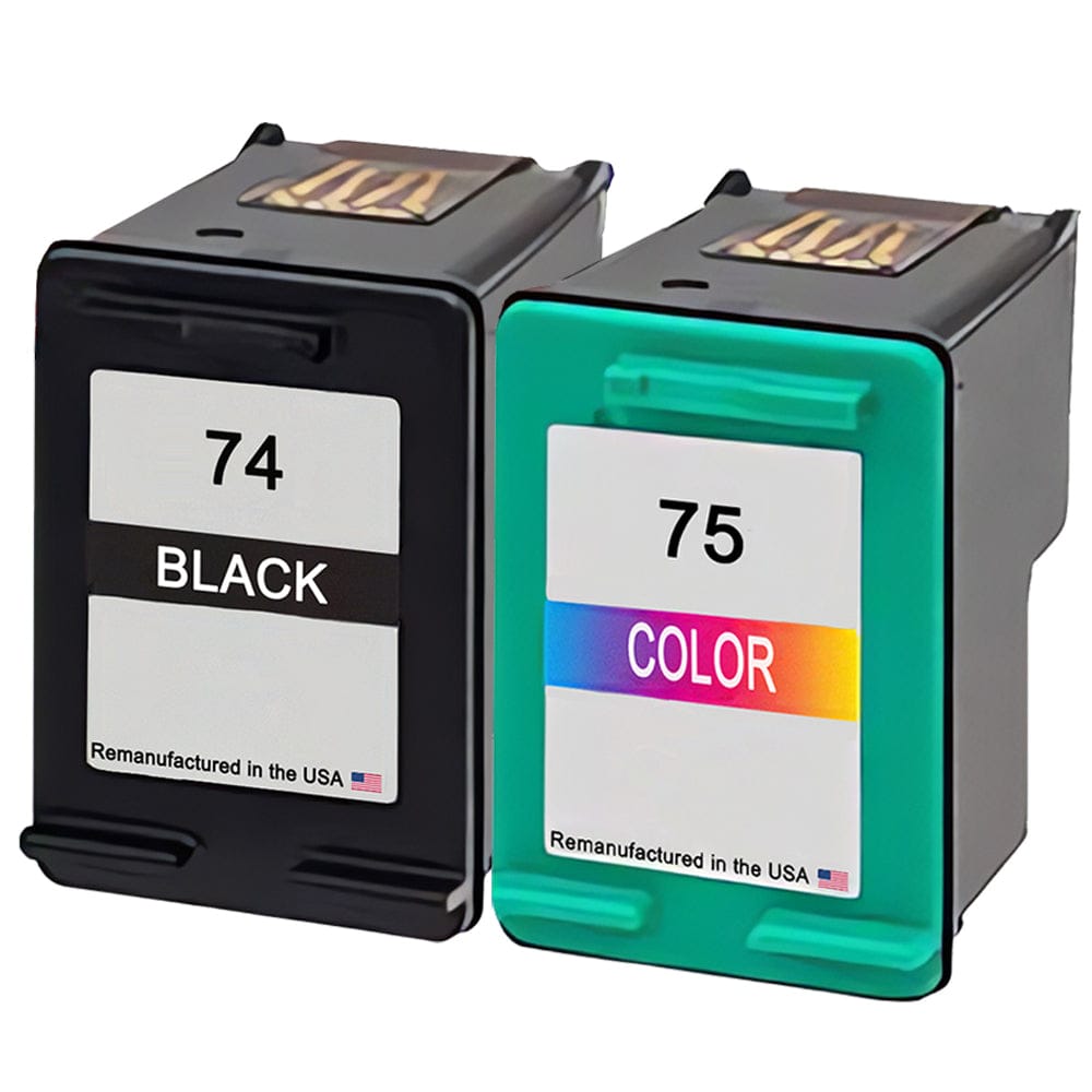 U.S. Remanufactured for HP 74 Black and HP 75 Color Ink Cartridge Combo Pack - Allprintheads