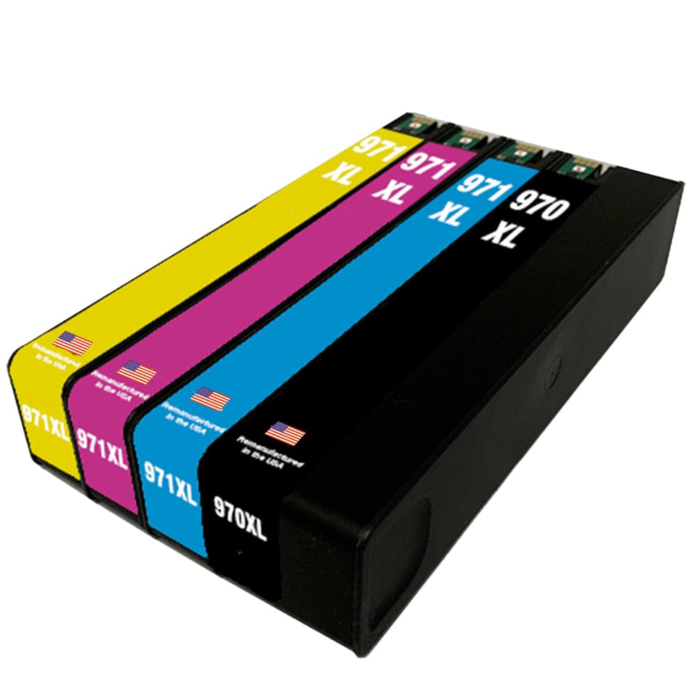 U.S. Remanufactured for HP 970XL Black / HP 971XL 3 Color Ink Cartridge Combo Pack OEM Chip - Allprintheads