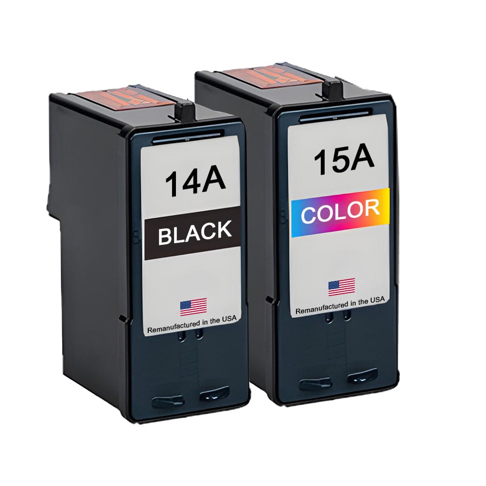 U.S. Remanufactured for Lexmark #14A Black and Lexmark 15A Color Combo Pack - Allprintheads